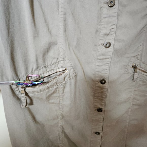 Persona by Marina Rinaldi khaki SS button down pockets shirt midi dress 29/US20 - Picture 8 of 16